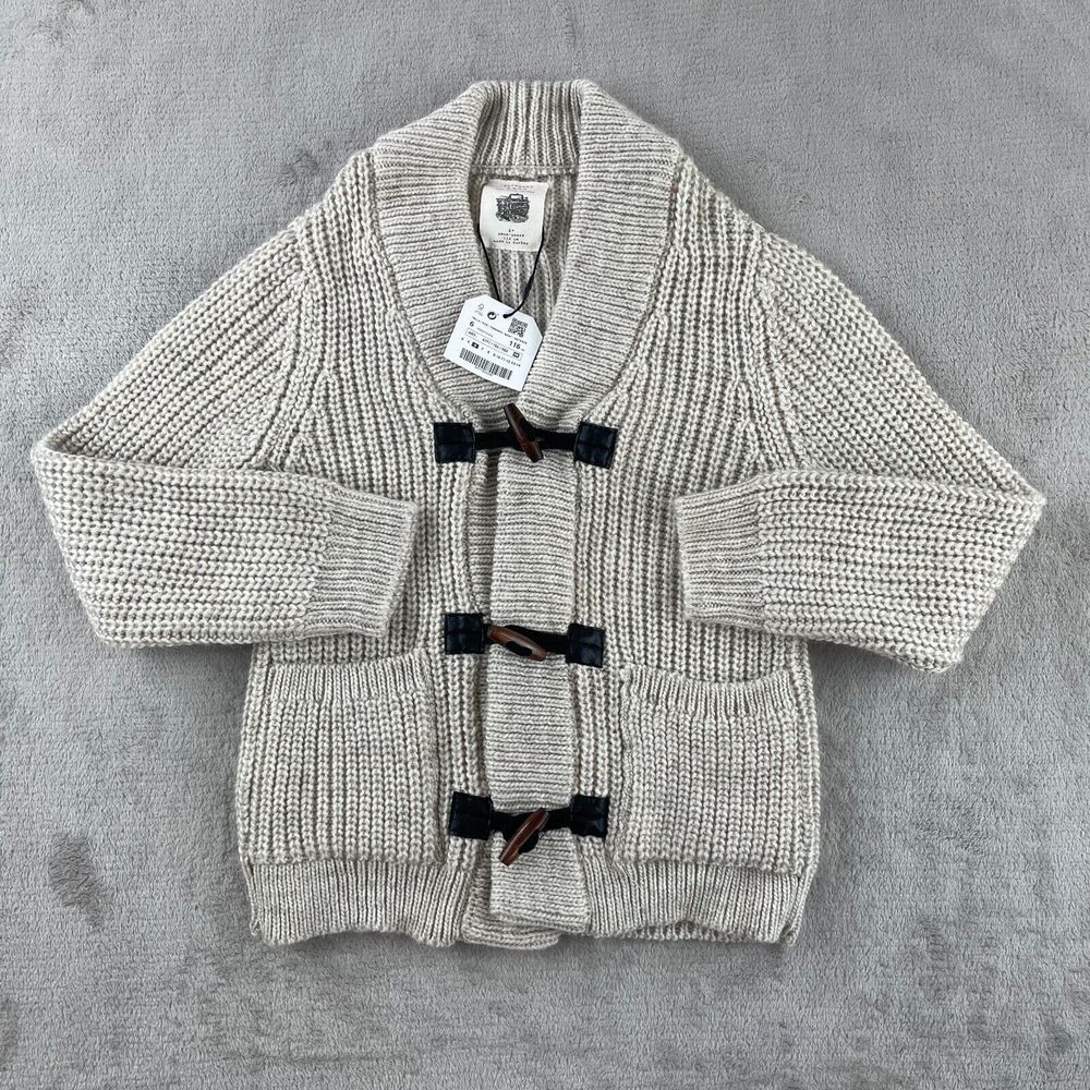 ZARA Knitwear Cardigan Kids Boy 6 Years Natural Wool Blend Sweater Toggle Button